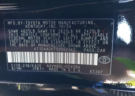 2025 Toyota Camry Se z USA, uszkodzony, nr VIN 4T1DAACK7SU557142